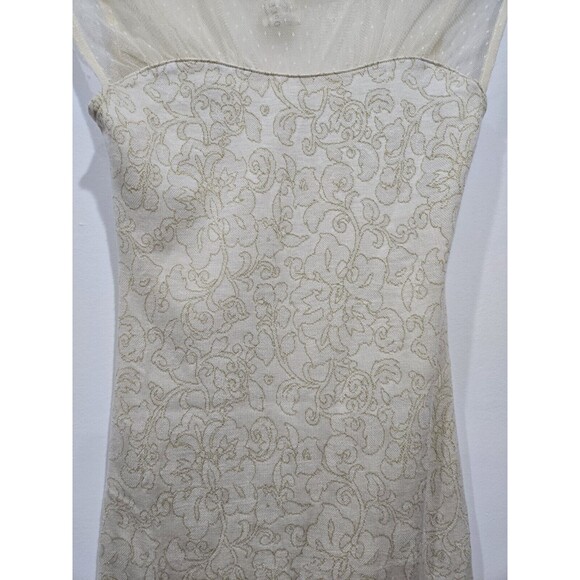 Free People Starlight Mini Dress Size XS Cream Mesh Lurex Bodycon Neutral Summer - Picture 5 of 9